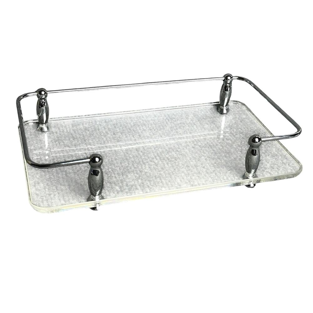 Vintage clear lucite vanity tray 9.5x5.5 bathroom counter organization MCM